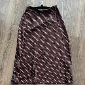 Joie satin brown white polkadot skirt